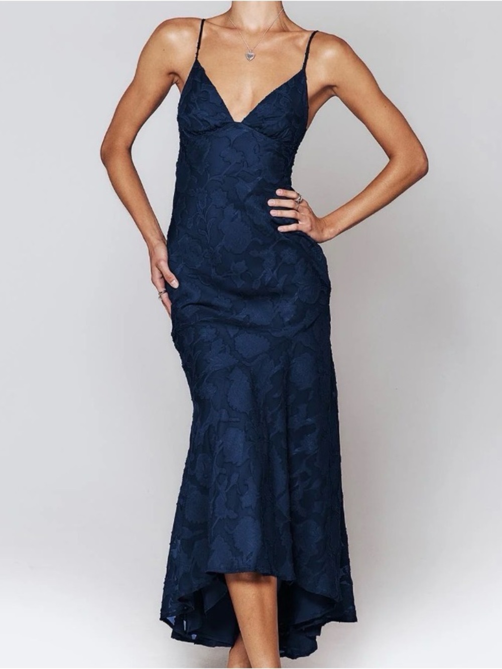 Princess Polly Navy Lace High-Low Slip Dress #133